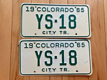 Pair of 1965 Colorado City Tractor License Plates