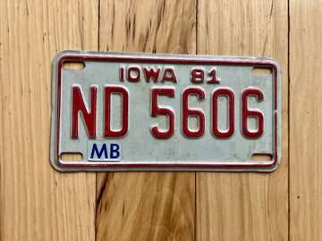 1981 Iowa Motorcycle License Plate