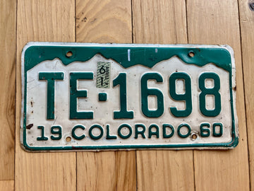 1960 Colorado License Plate W/ 1961 Tab