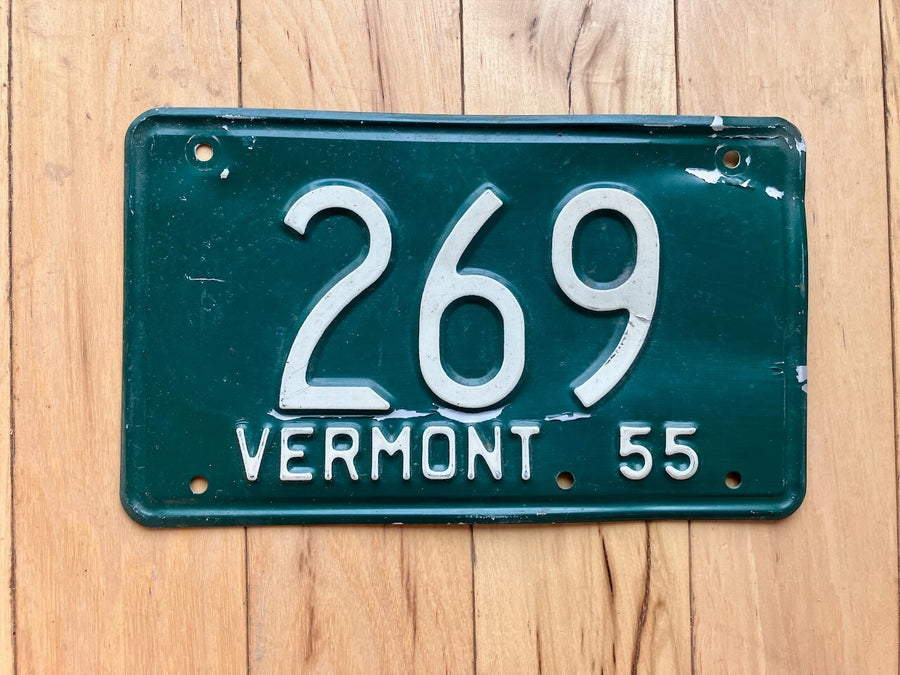 1955 Vermont License Plate - Low Number