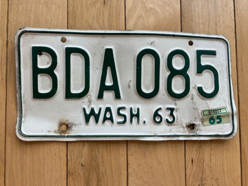 1963 Washington State License Plate W/ 1965 Tab