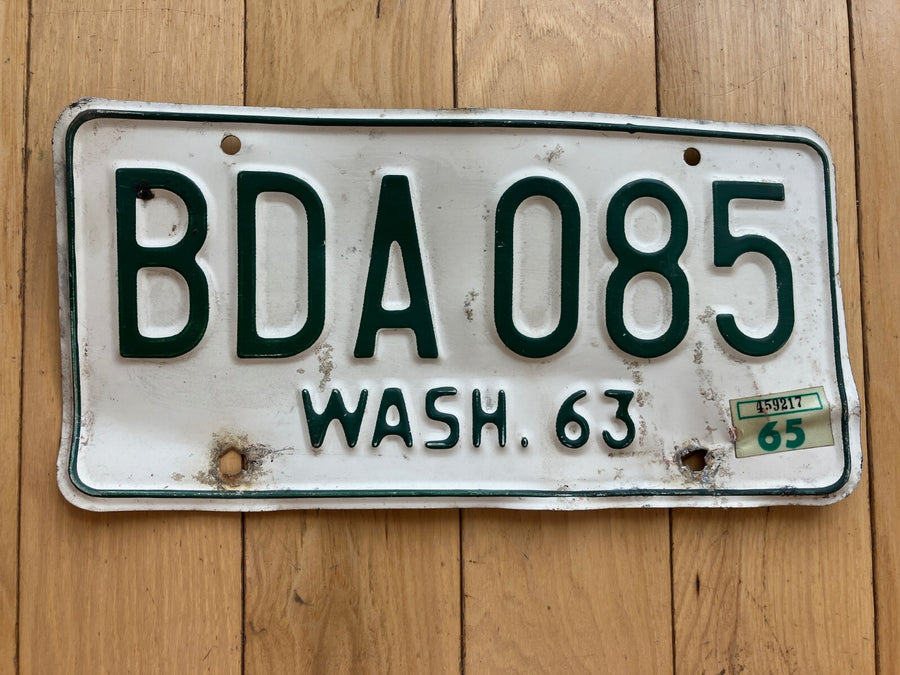1963 Washington State License Plate W/ 1965 Tab