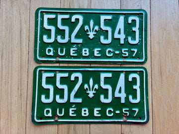 1957 Pair of Quebec License Plates