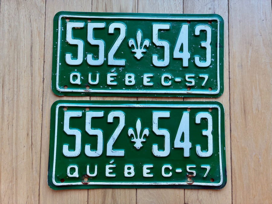 1957 Pair of Quebec License Plates
