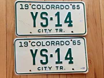 Pair of 1965 Colorado City Tractor License Plates