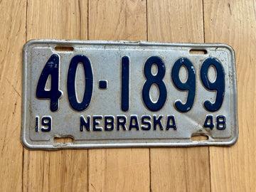 1948 Nebraska License Plate