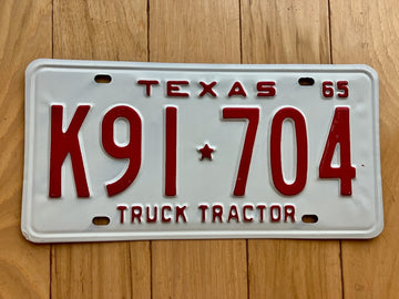 1965 Texas Truck Tractor Replacement License Plate