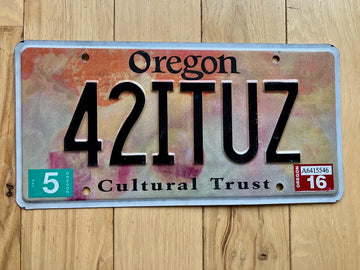 2016 Oregon Vanity License Plate - 42ITUZ / Fortuitous
