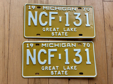 1970 Pair of Michigan License Plates