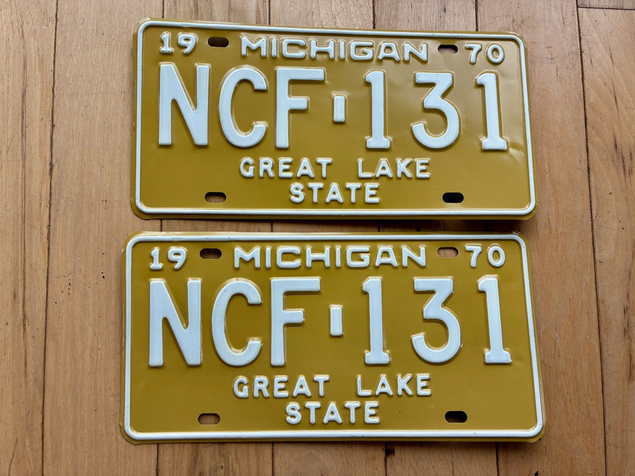 1970 Pair of Michigan License Plates