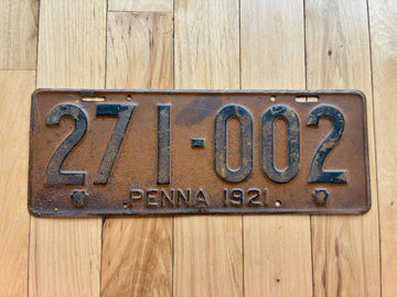1921 Pennsylvania License Plate