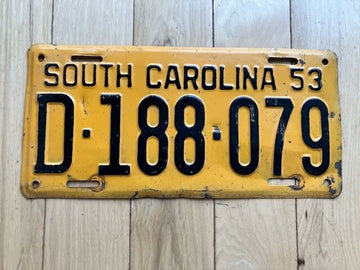 1953 South Carolina License Plate