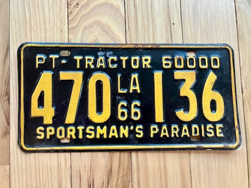1966 Louisiana PT Tractor License Plate