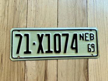 1969 Nebraska Farm Trailer License Plate