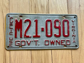 1950 to 1967 Virginia Public Use License Plate
