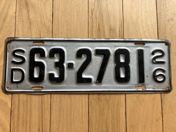 1926 South Dakota License Plate