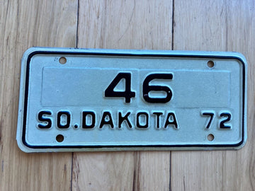 1972 South Dakota Motorcycle License Plate -Low Number