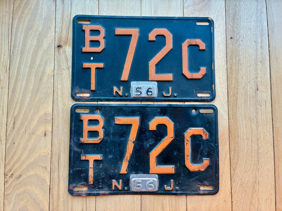 Pair of 1956 New Jersey License Plates