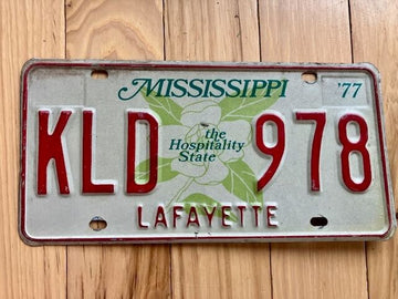 1977 Mississippi Lafayette County License Plate