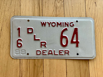 1988 Wyoming Dealer License Plate - Low Number