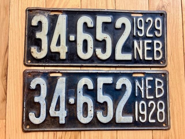 Pair of 1928 Nebraska License Plates