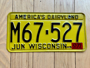 1972 Wisconsin License Plate