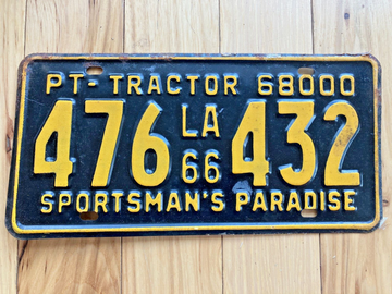 1966 Louisiana PT Tractor License Plate