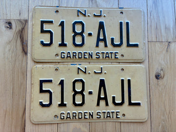 Pair of 1960s Base New Jersey License Plates