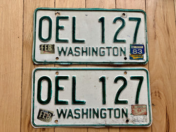 Pair Of 1966 Base Washington License Plates W/81 & 83 Tabs-Check W/ DOL For YOM