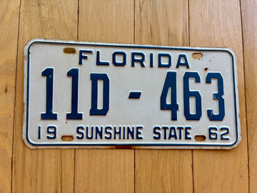 1962 Florida License Plate - Numbers YOM Clear