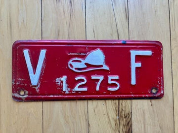 Antique Rhode Island Volunteer Firefighter License Plate