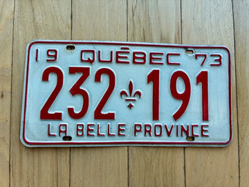 1973 Quebec License Plate