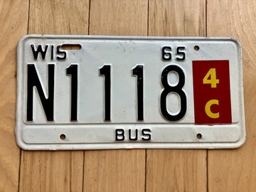 1965 Wisconsin Bus License Plate