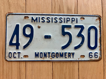 1966 Mississippi Montgomery County License Plate