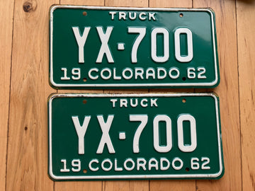 Pair of 1962 Colorado Truck License Plates