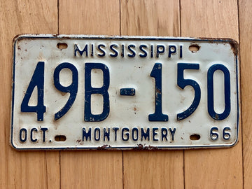 1966 Mississippi Montgomery County License Plate