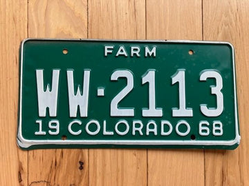 1968 Colorado Farm License Plate