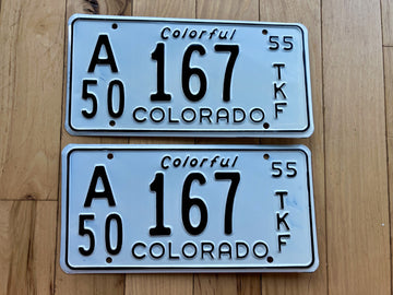 Pair of 1955 Colorado Farm Truck License Plates
