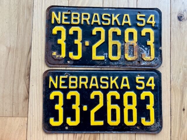 Pair of 1954 Nebraska License Plates
