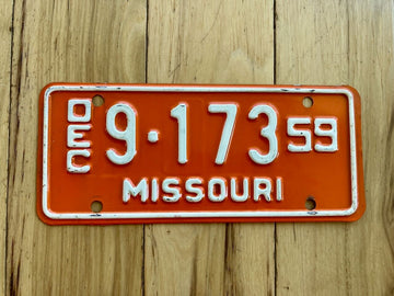 1959 Missouri Motorcycle License Plate