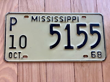 1968 Mississippi License Plate