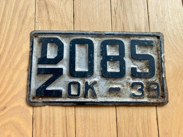 1939 Oklahoma License Plate