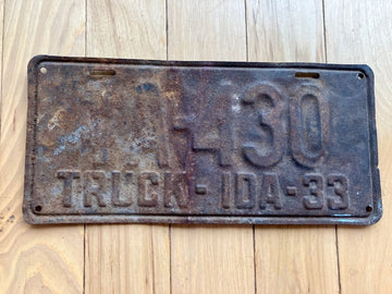 1933 Idaho Truck License Plate