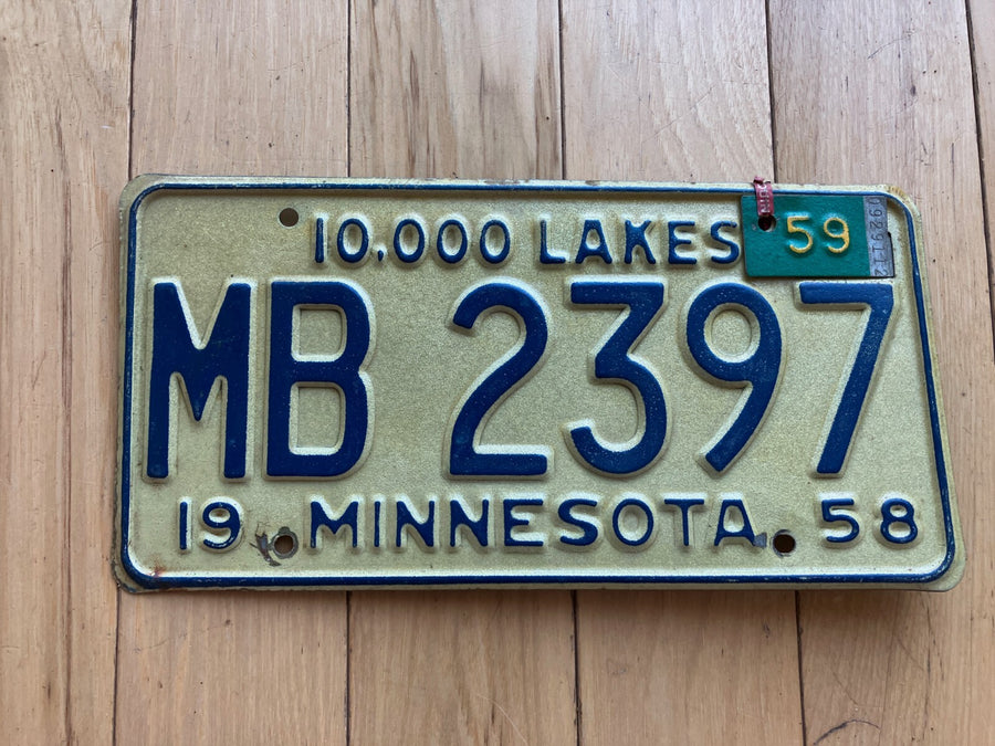 1958 1959 Minnesota License Plate