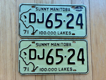 1971 Pair of Manitoba License Plates