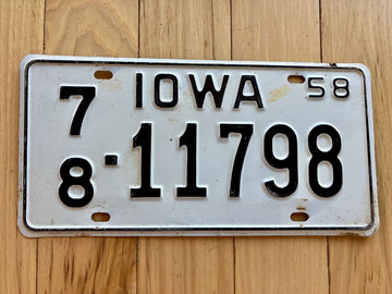 1958 Iowa License Plate