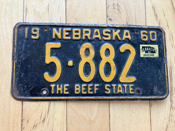 1960 Nebraska License Plate W/ 1961 Tab