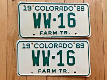Pair of 1969 Colorado Farm Tractor License Plates