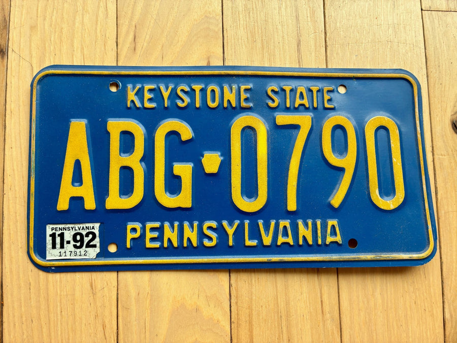 1992 Pennsylvania License Plate