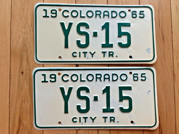 Pair of 1965 Colorado City Tractor License Plates